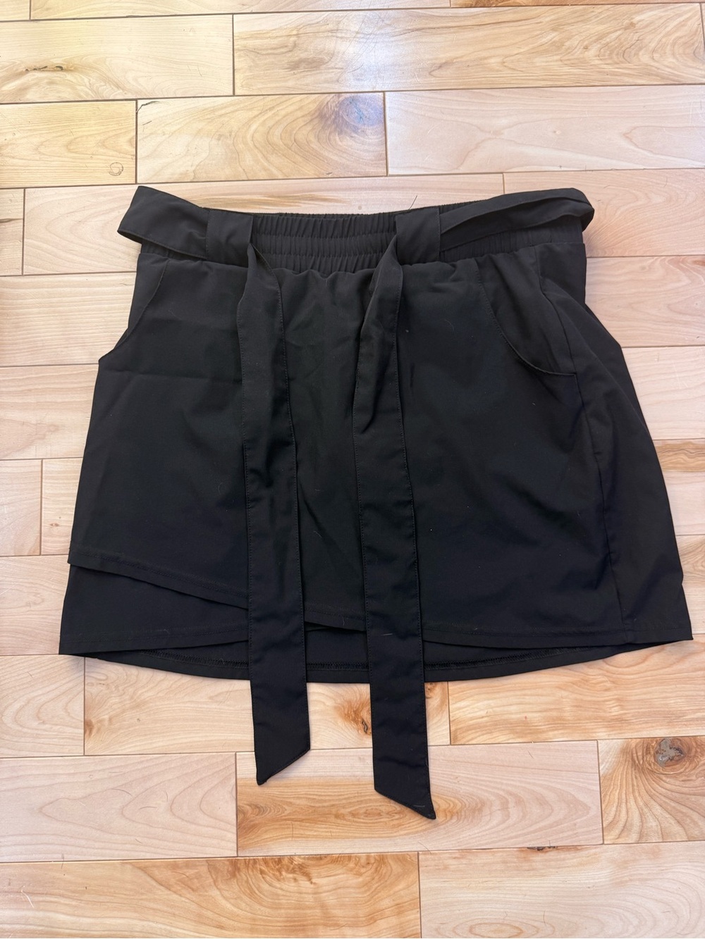 Kyodan Black Wrap Skort with Tie Belt